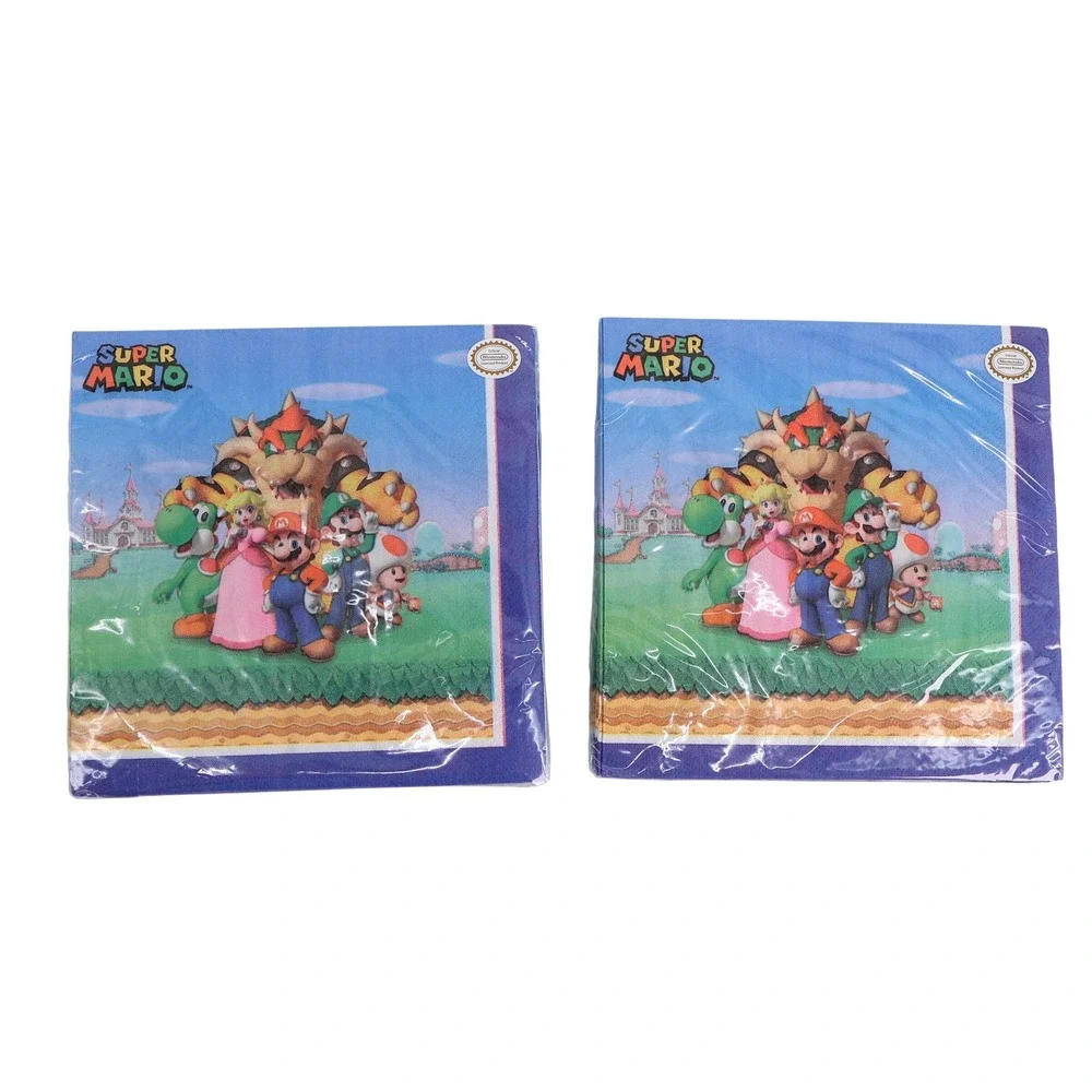 2 Packs Super Mario Nintendo Paper Napkins Party Supplies Birthday Decorations